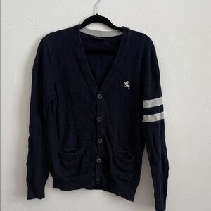Express Dark Blue Cardigan with Gray Accents